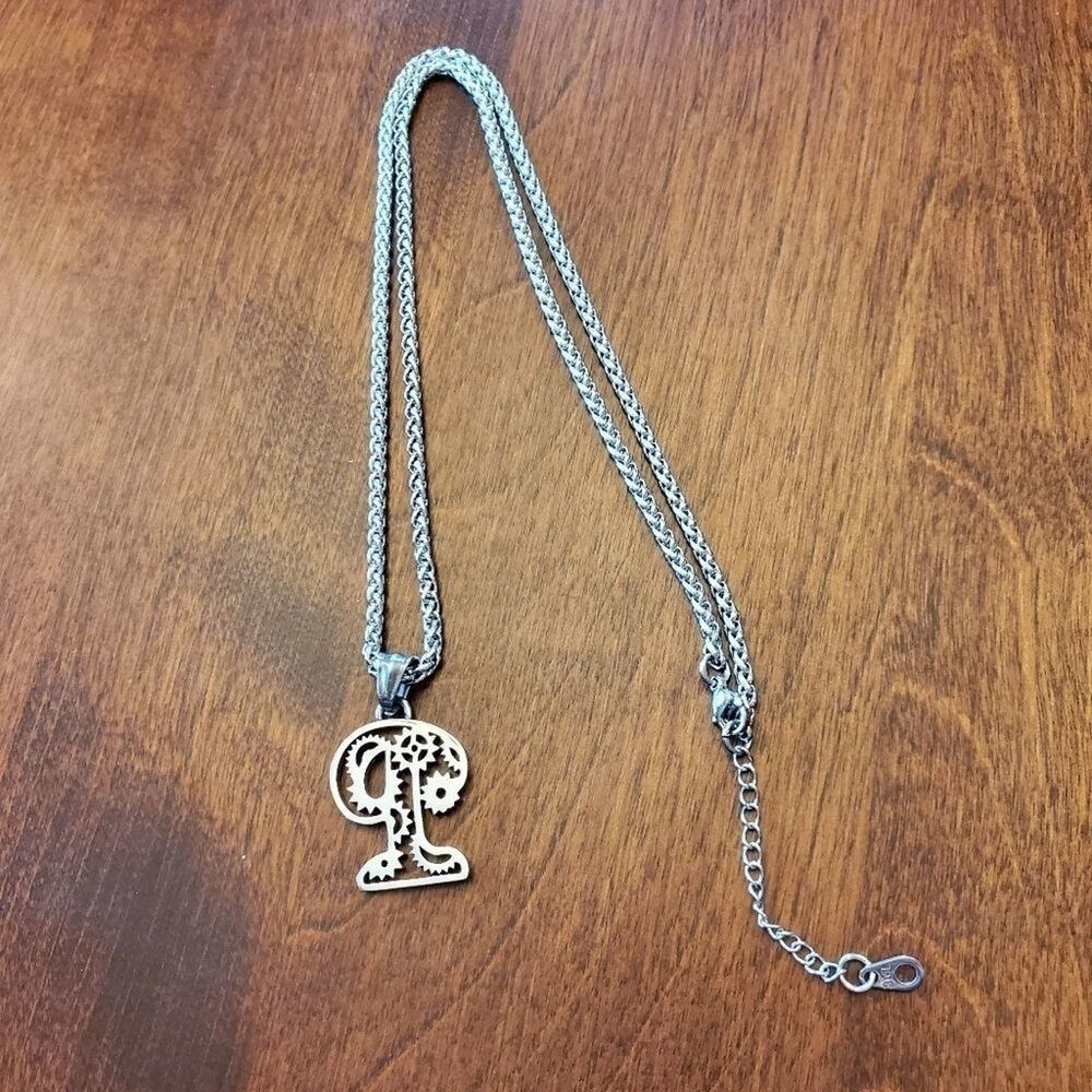 stainless steel monogram letter‎ P necklace nwot